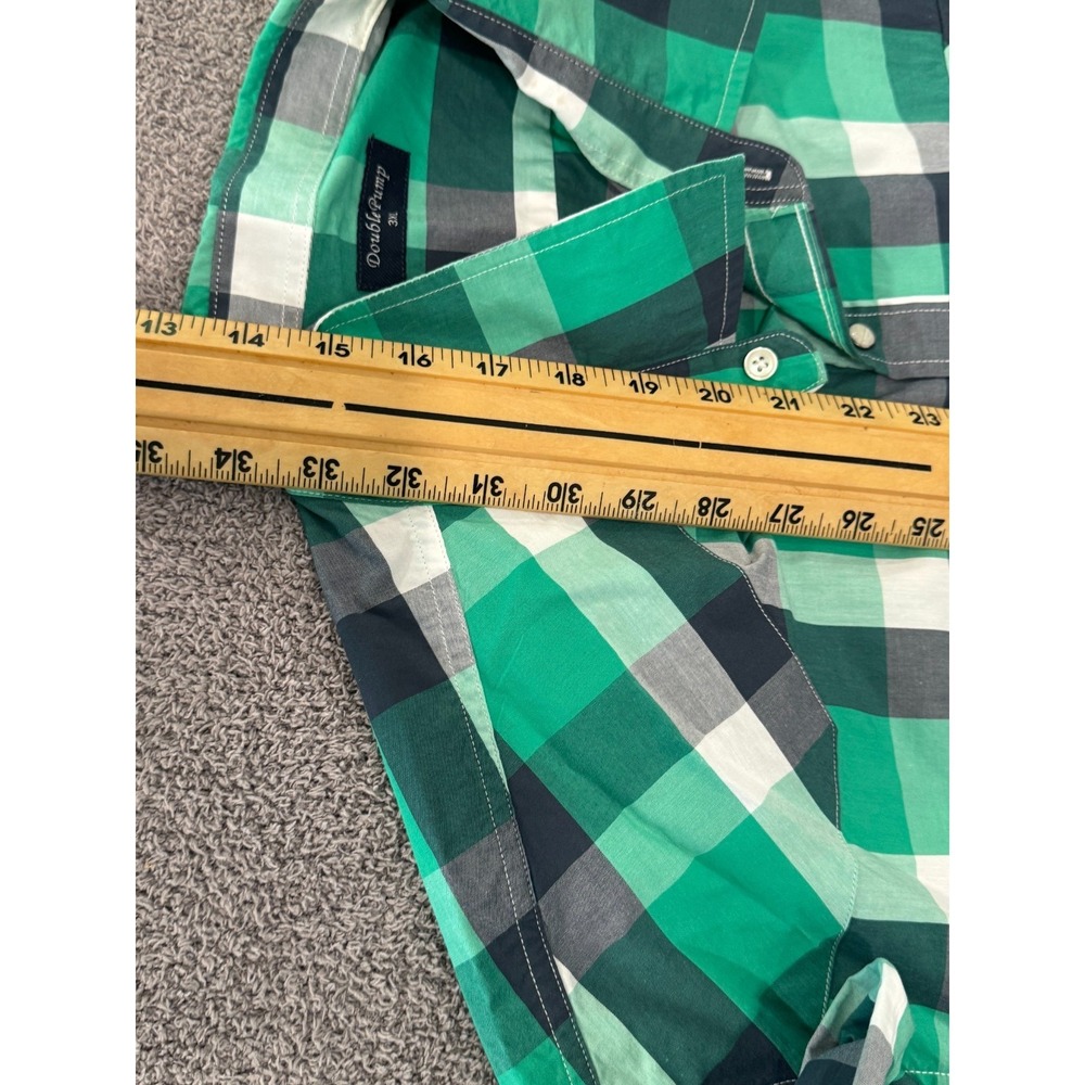 Double Pump‎ Men's Western Snap Shirt 3XL Green Plaid Short Sleeve Pearl Buttons - Picture 5 of 6